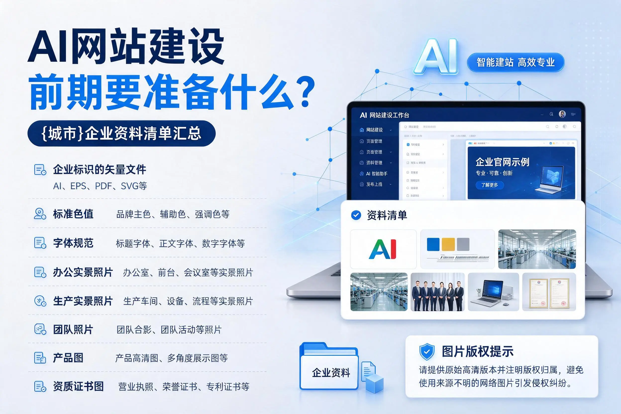 AI网站建设前期要准备什么？潍坊企业资料清单汇总